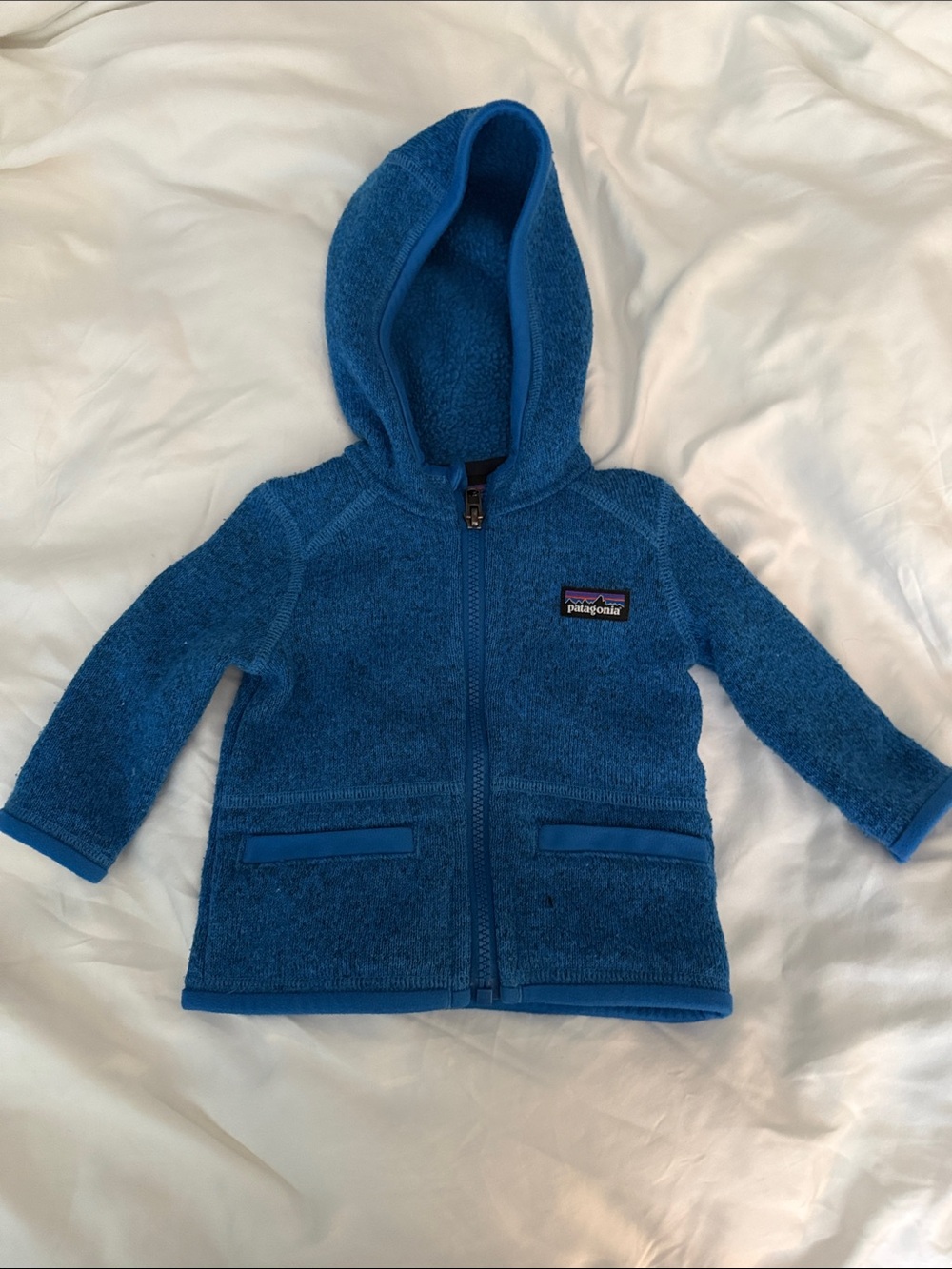 Patagonia Bright Blue Kids Hooded Sweater Jacket